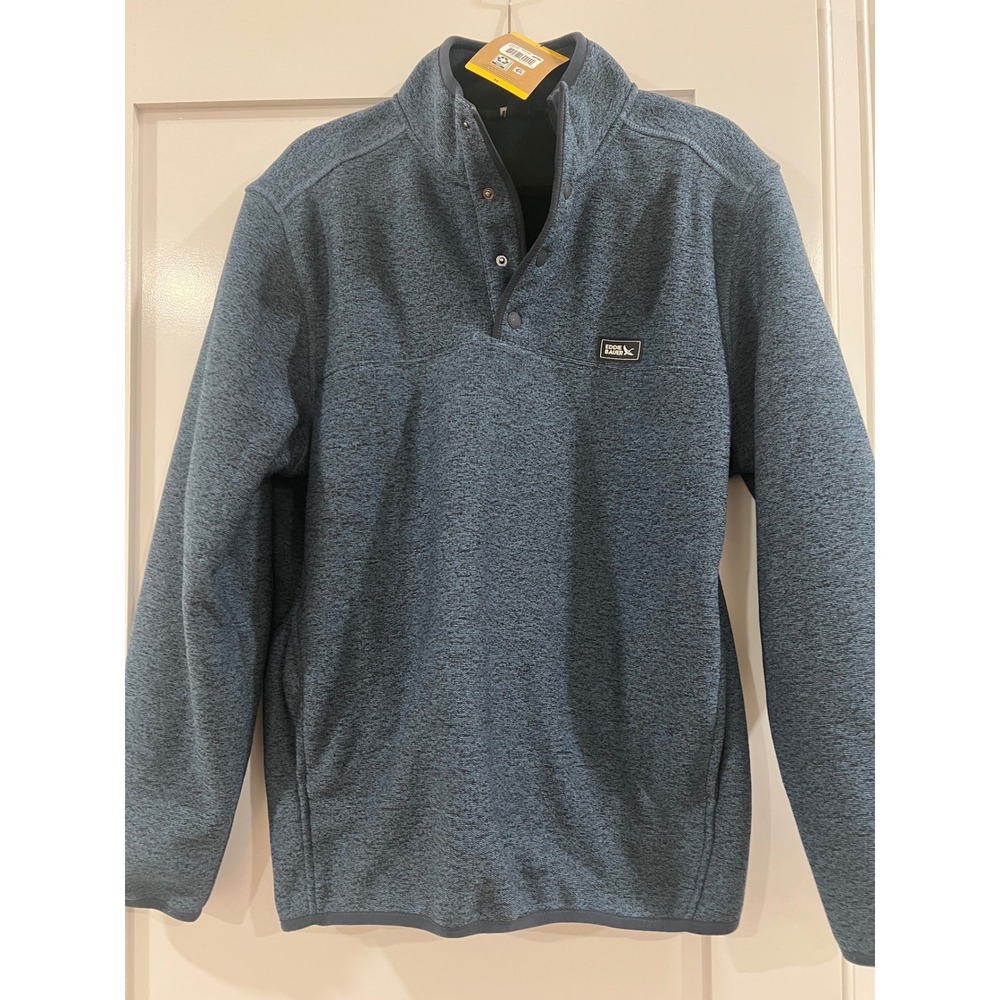 Eddie Bauer Mens Blue Sweater Fleece 1/4 Snap Pullover EB008606 NWT Size M